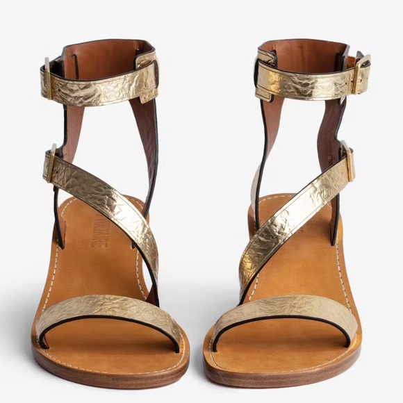 NIB Zadig & Voltaire Cecilia Caprese Sandal Gladiator Leather Gold Sz 40 - Picture 2 of 16